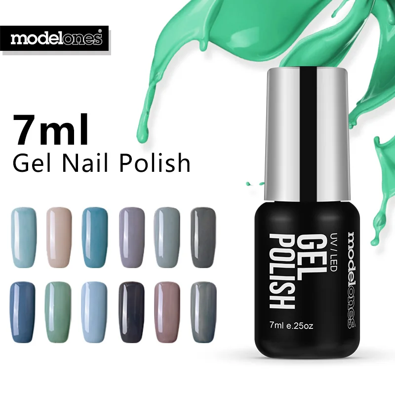 Modelones 12 шт./лот телесного цвета Серый цвет серии УФ лака набор Soak Off французский