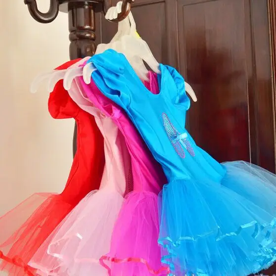 

Child dance wear child costume performance costume female paillette tulle dress Diamond petal sleeve Latin dance ballet clothes