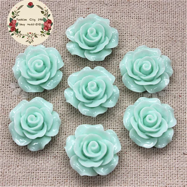 Mint green 30pcs 30 шт 20 мм полимерный цветок камелии с плоской задней стороной кабошон Сделай Сам Скрапбукинг декоративное ремесло изготовление, 15 цветов на выбор - Цвет: Mint green 30pcs