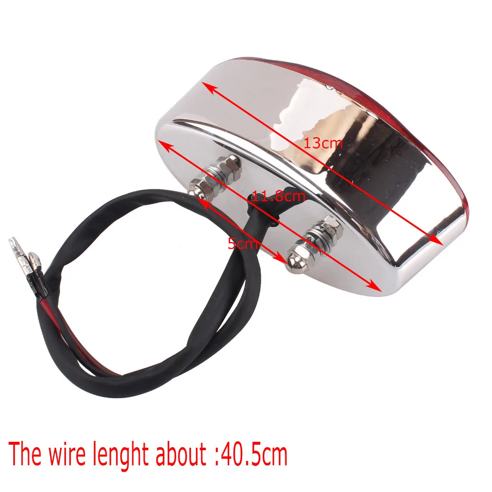 Универсальный задний фонарь для мотоцикла кошачий глаз хромированный красный