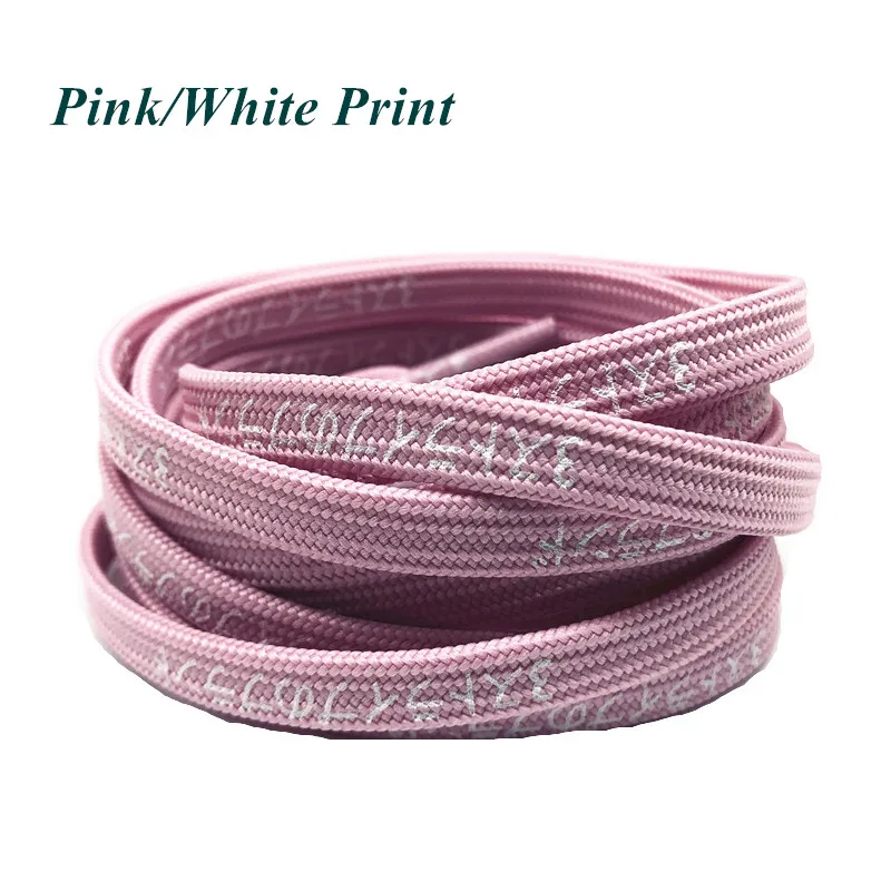 Pink-White Print Новинка 7 мм плоские японские шнурки с буквенным принтом Катакана плоские шнурки для обуви милые шнурки Модные Цветные шнурки для шнурков - Цвет: Pink-White Print