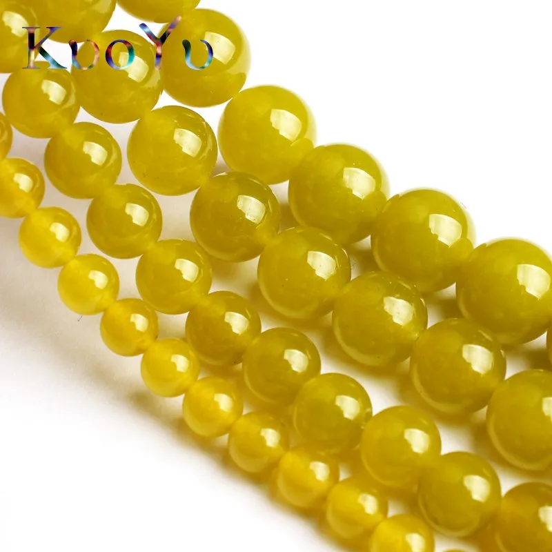 AAA Natural Stone Dark Yellow Jades Chalcedony Beads Round Loose Bead For Jewelry Making Diy Bracelet 15&quotStrand 6/8/10/12mm | Украшения