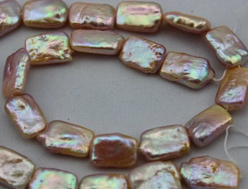 

Wholesale Real Pearl Bead 12-19mm Purple rectangle Natural Freshwater Pearl loose beads Free Shipping Handmade Gift