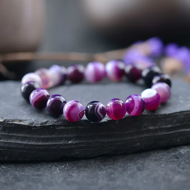 BEAUCHAMP Bijoux фиолетовый цвет растягивающийся браслет Rhodochrosite драгоценное украшение