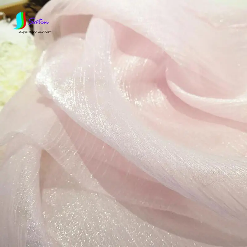 Ледяная катионная пряжа блестящая креп-ткань Юджин шелк мерцание мягкая рубашка