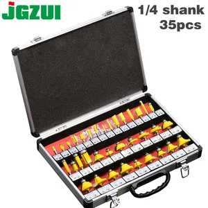 Набор фрез из карбида вольфрама с хвостовиком 14 дюйма (6,35 мм), для деревообработки, с коробкой деревянный ящик