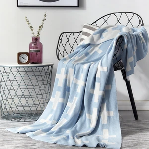 DIMI Sofa Cross Pattern Children Portable Cobertor Throw Pink Chair Knitted Blanket Blue Gray Black Crochet Plaids Baby Blankets