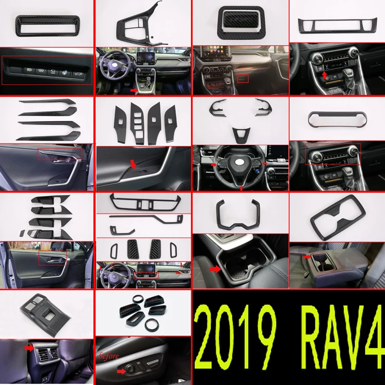 Внутренняя крышка из углеродного волокна для TOYOTA Rav4 (XA50) 2019 2020 полный комплект 39