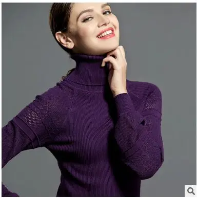 Женский кашемировый свитер пуловер с высоким воротом большие размеры