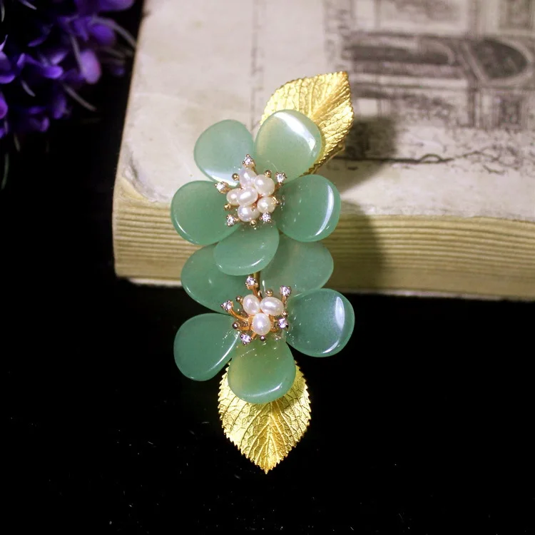 

A604163 Natural Stone Flower Pendant Brooch High Quality Jewelry