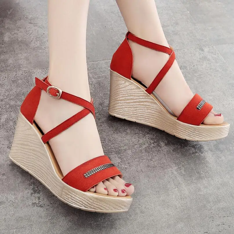 Женские босоножки размера плюс D & Henlu на платформе и каблуке женская обувь лето