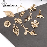 10pcslot zinc alloy charms hollow leaves fish tail horse flowers charms pendant for diy jewelry making accessories