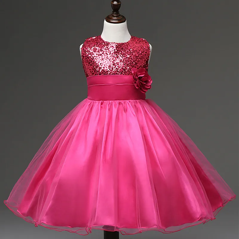 Children Sequin Floral Dresses Wedding Birthday Party Baby Girl Kid's Gowns Flower Girls Dress School Clothes for 8 10 12 Years | Детская