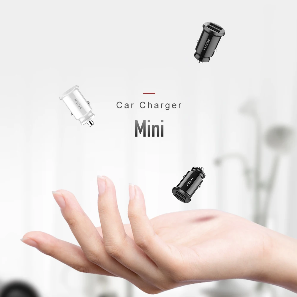 ROCK Dual USB Mini Автомобильное зарядное устройство 3.1A автомобильное Авто Зарядка 2