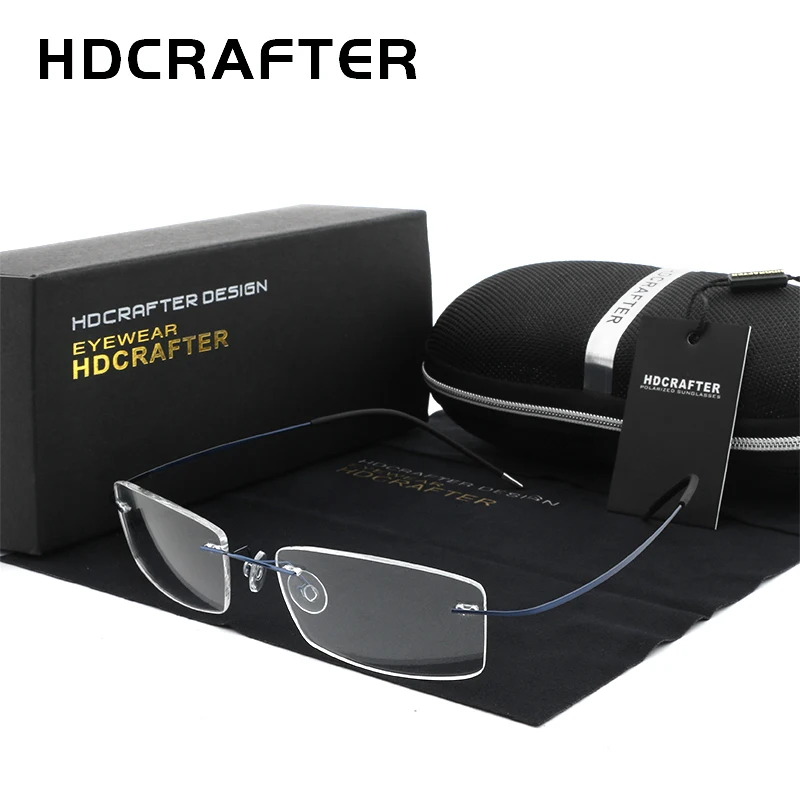 Мужская оправа без оправы HDCRAFTER легкая титановая для очков по рецепту