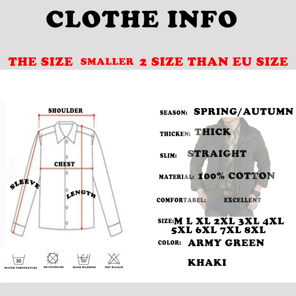 Хлопковая куртка ROHOPO большие размеры 8XL/7XL/6XL до L пальто 100% хлопок военные