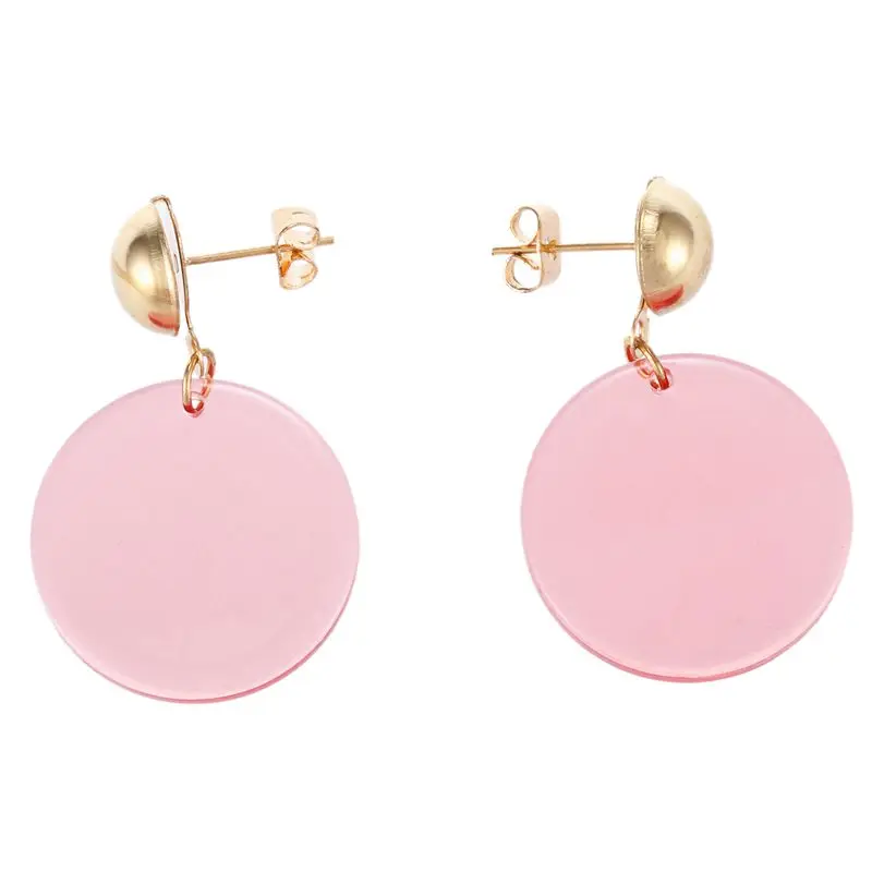 Модный простой стиль Сплав + пластиковые круглые короткие Висячие серьги для
