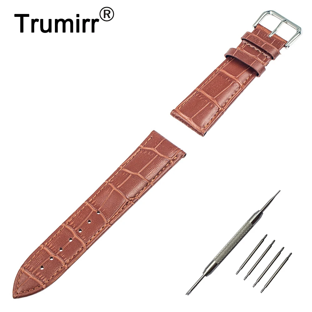 

22mm Genuine Leather Watch Band for ASUS Zenwatch 1 2 LG G Watch W100 W110 W150 Pebble Time / Steel Replacement Strap Bracelet