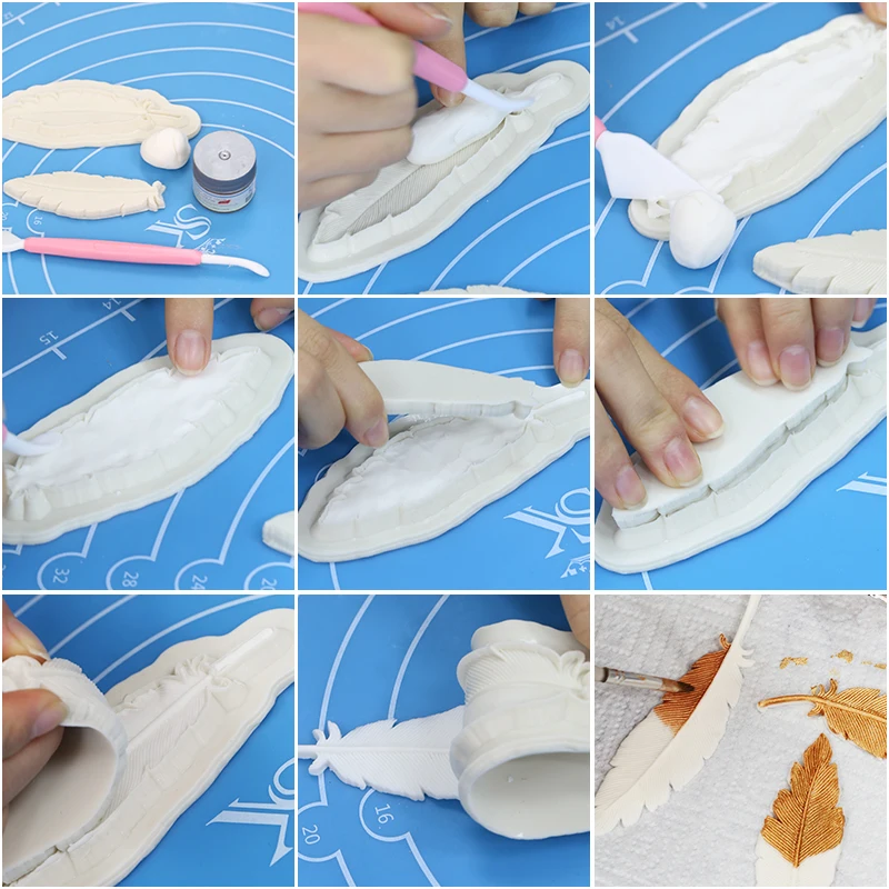 Luyou 3D перо силиконовый коврик шоколада Fondant (сахарная) форма для пирога посуда