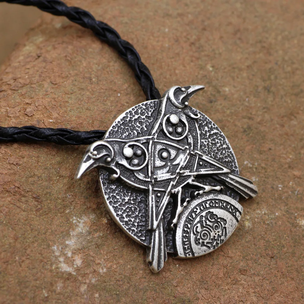 Norse Alknut futark тройной рожок Triskele Huggin Munnin Vikings NordicTalisman Odin's Raven In The Moon Подвеска
