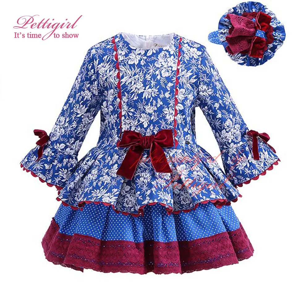 Pettigirl/Коллекция 2019 года весеннее голубое платье для девочек Изысканная одежда с