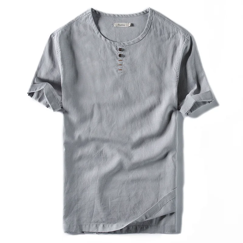 IEMUH Men T-shirt Short Sleeves Cotton Linen Male Fashion T Shirts Loose Thin Chinese style | Мужская одежда