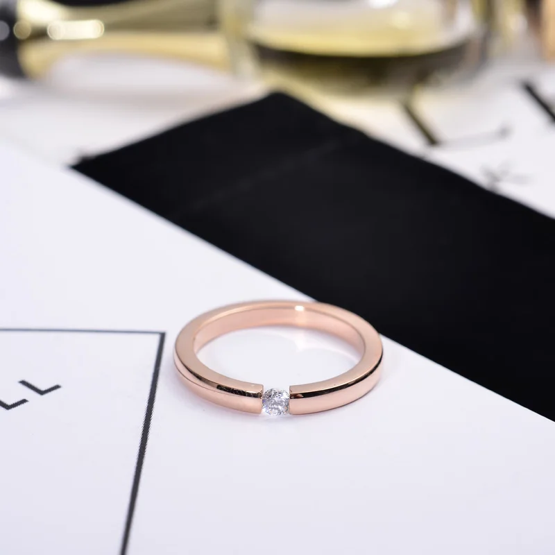 Модное простое кольцо YUN RUO с инкрустацией из циркония в виде розы подарок на день