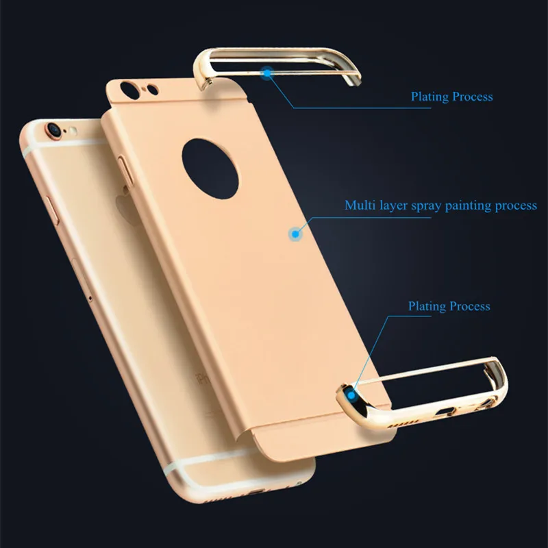 Для iphone 6s 7 case роскошный черный матовый жесткий 360 полная защита для 6 plus плюс