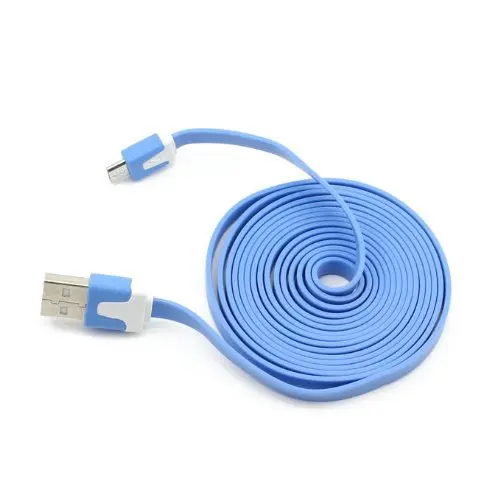 2M/6FT Noodle Flat Micro USB Charger Cable Cord For Samsung Galaxy S2 S3 i9100 i9300 S5830 (Sky Blue) | Мобильные телефоны и