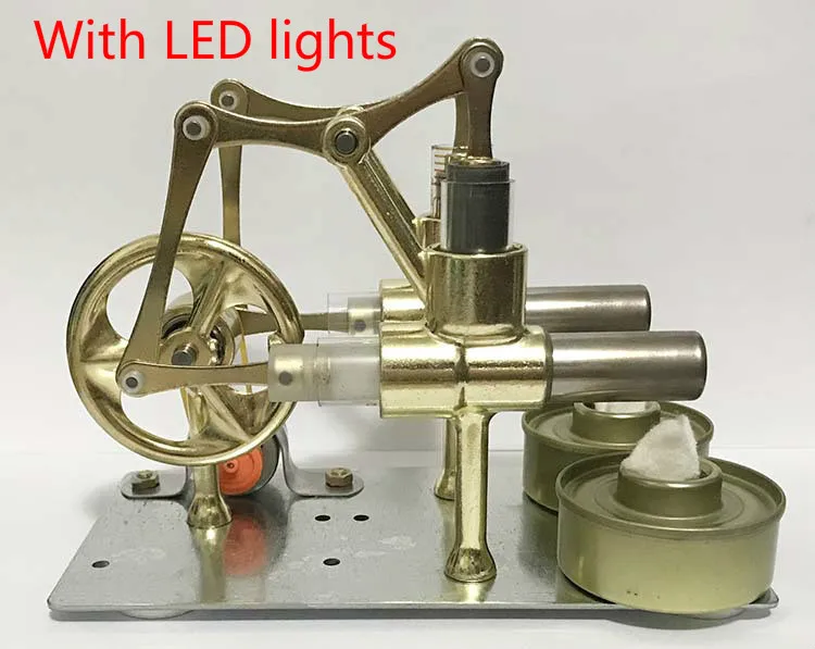 2 engine with led Двигатель Стирлинга, баланс двигателя, модель двигателя, тепловая Паровая, образование, DIY Модель, игрушка, подарок для детей, ремесло, орнамент, открытие, генератор - Цвет: 2 engine with led