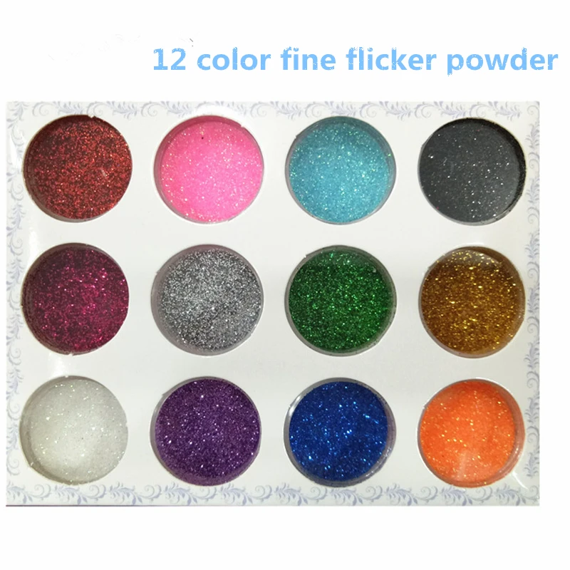 12 цветов Тонкий мерцающий порошок блеск для ногтей зеркало голографический