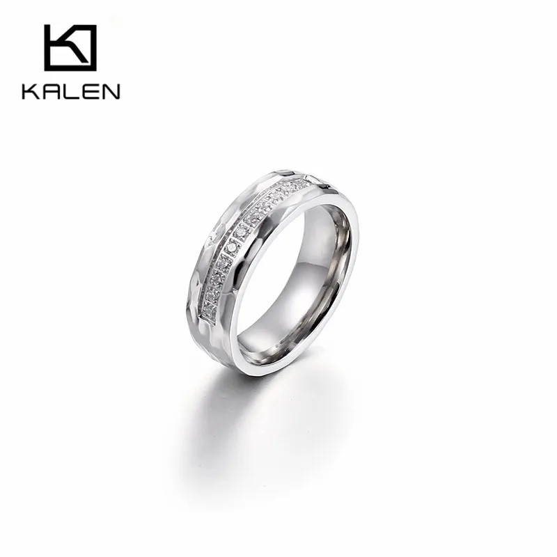 KR41992-K Kalen, новинка, золотые кольца для пар, для женщин, нержавеющая сталь и стразы, обручальное, обручальное кольцо, модные дешевые аксессуары для влюбленных - Цвет основного камня: KR41992-K