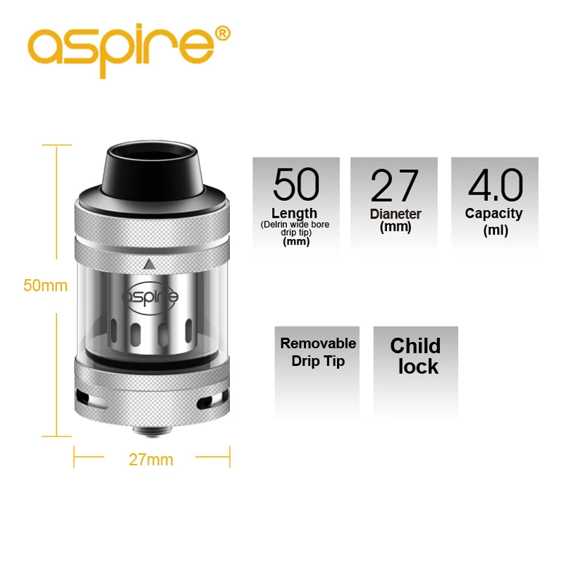 Aspire Nepho атомайзер для электронной сигареты емкость 4 мл подходит 0 15 Ом сетчатая