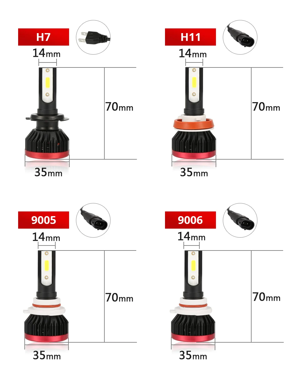 Oslamp H4 Автомобильный светодиодный фары для H7 H11 H1 72 W 6500 к 8000lm моноблочные