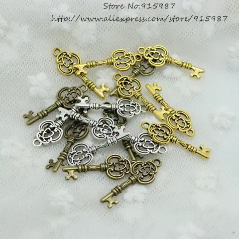 

Sweet Bell 100pcs 10*27mm Three Color Vintage Metal Alloy Keys Jewelry Charms Jewelry Pendant Fit Jewelry Making Pendants 2B163