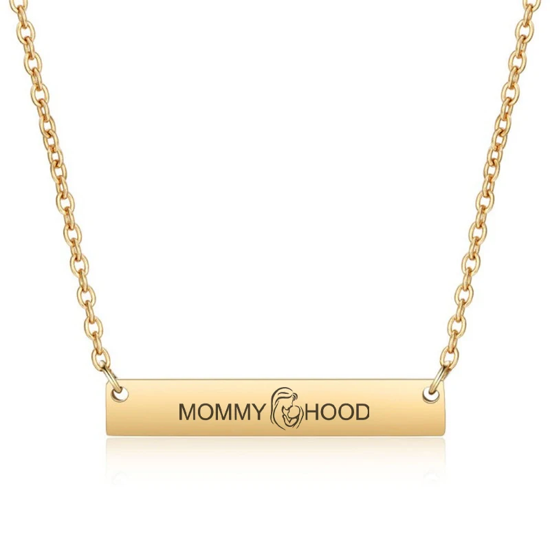 MOMMY HOOD Bar Necklace For Mother's Day Mom Birthday Gift Charm Clavicular Chain Women Exclusive Jewelry Pendant | Украшения и