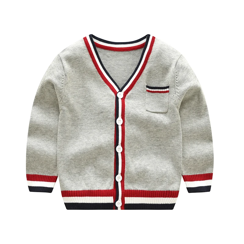Весенний Детский свитер рождественские однобортные свитера для мальчиков с V