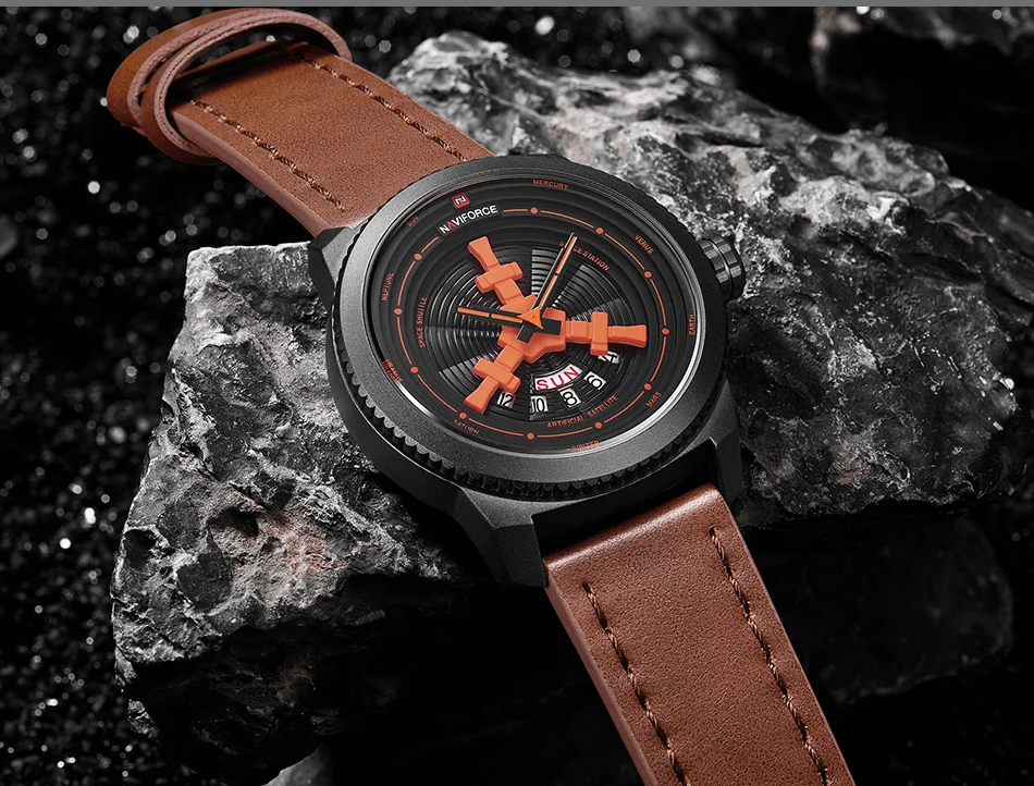 Топ люксовый бренд Мужские часы NAVIFORCE Модные Спортивные кварцевые кожаные водонепроницаемые мужские наручные часы Мужские часы Relogio Masculino