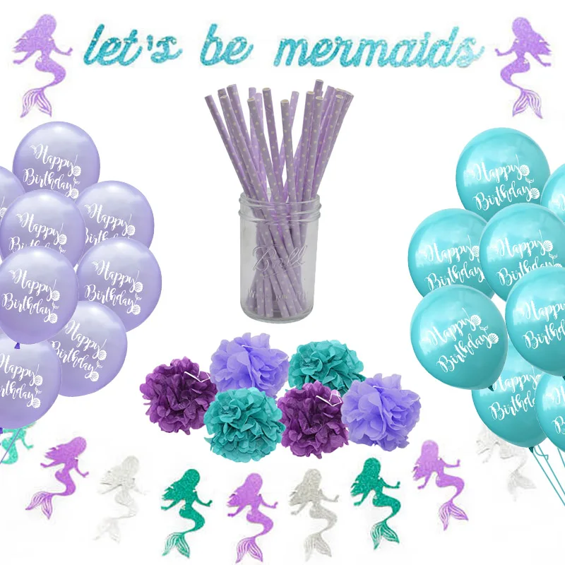 1 комплект вечерние украшения в стиле Русалочки плакат с русалкой гирлянда