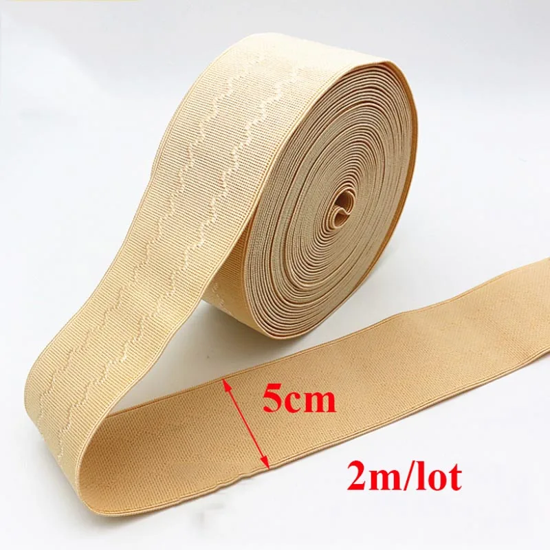 skin5cm 2m Meetee 1/2/3 м 50/55/60/70/80/100/150 мм черный резиновые эластичные ленты кружева пояс "сделай сам" для Костюмы аксессуары AP587 - Цвет: skin5cm 2m
