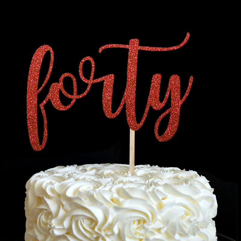 2017 Новый золотой или серебряный блеск 40 торт Топпер 40th день рождения тридцать