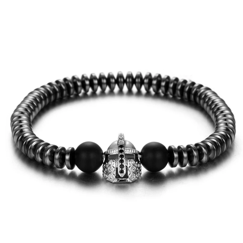 Мужские браслеты на шлем Noter Punk Spartacus 8 мм нерегулярные из гематита ручная работа