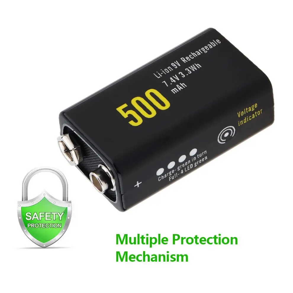 SCLS Новый Soshine 2 шт. 9 в 500 мАч литий ионный 7 4 В 3.3Wh Аккумуляторная Батарея Micro Usb