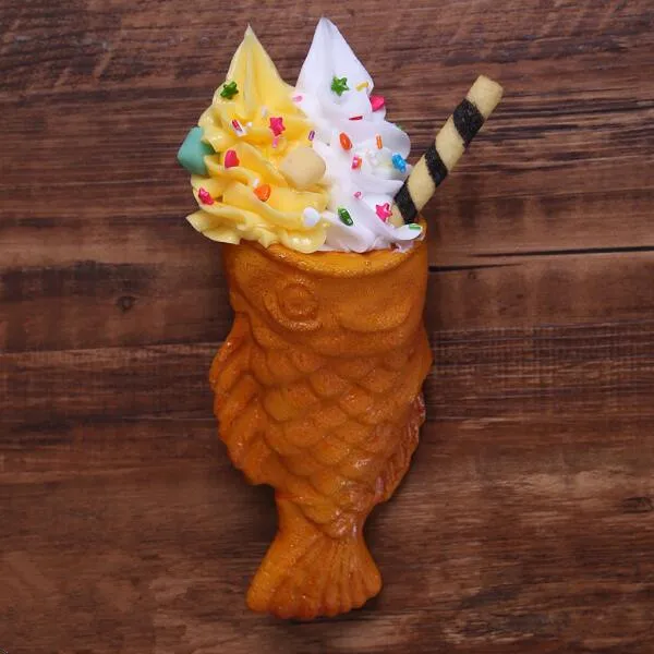 Имитация мороженого рыбы Taiyaki модель еды Искусственная рыба вафельный образец