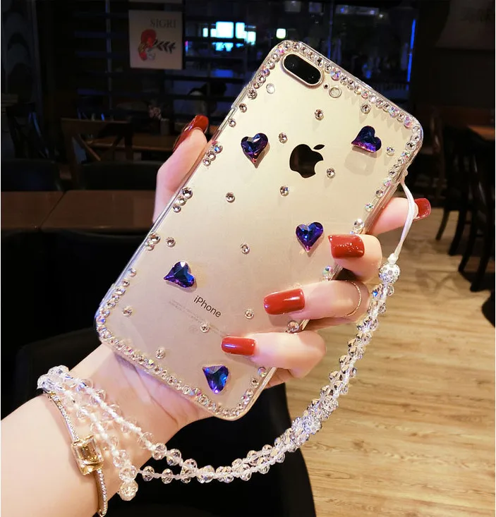 Чехол для телефона Luxury Diamond Glitter Love Heart для Xiaomi 9 SE MIX3 3 MAX 5 5S Plus 5X 6 6X Note 8 8SE Soft Clear Cover.
