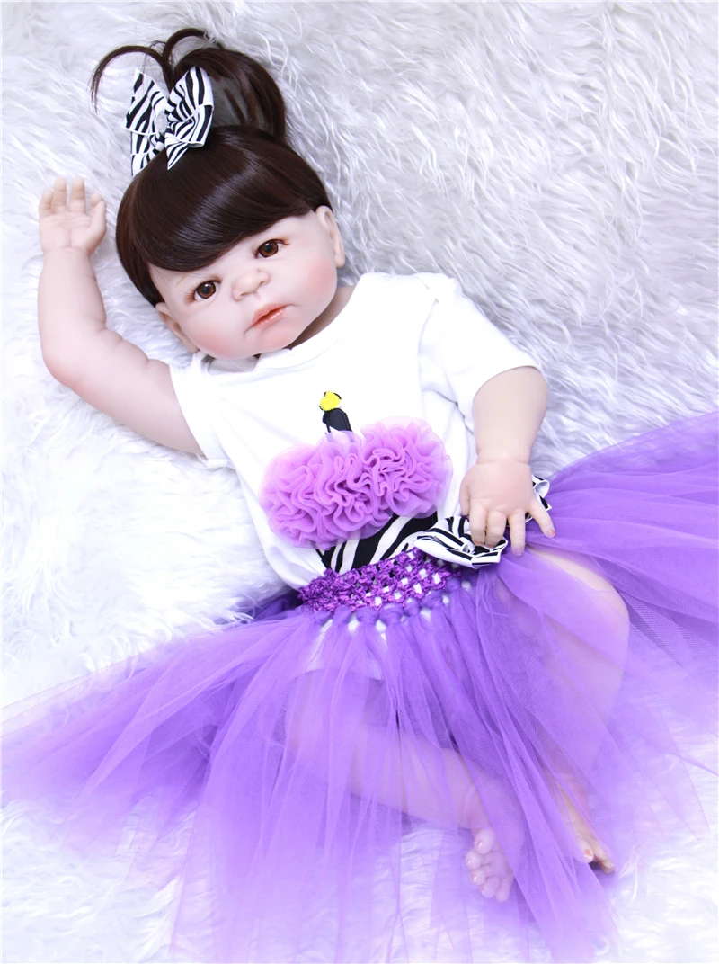 

New full silicone reborn babies dolls 22" 55cm newborn baby girl dolls for kids gift bebe alive reborn menina bonecas