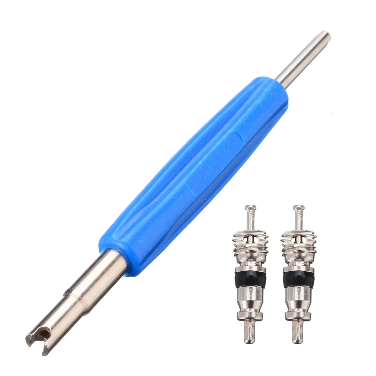 

1pcs Durable Tyre Valve Removal Key Tool with 2pcs Cores Dual Ended Wheel Tyre Valve Key Remover Removal Tool