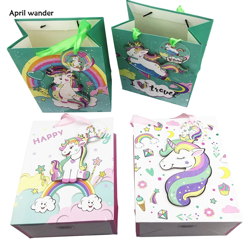 1 шт. милые шикарные вечерние сумки с единорогом бумажные подарочные для дня