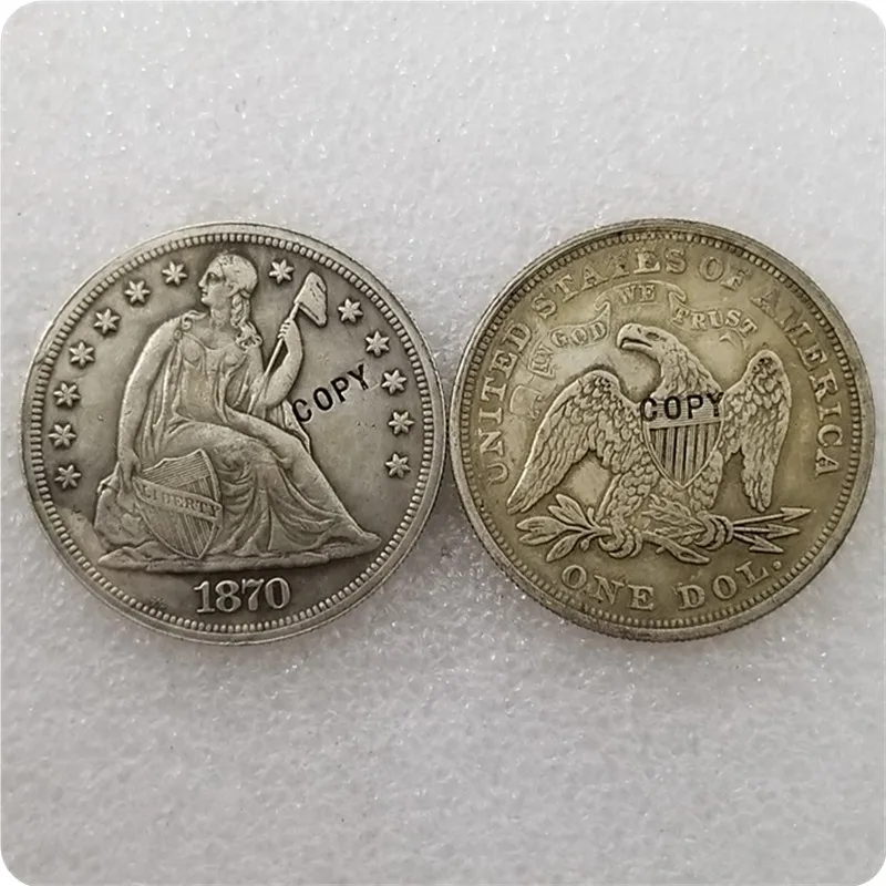 Античное серебро США 1870 1873 дюйма Seated Liberty 1 Фотогалерея монет копия искусственных