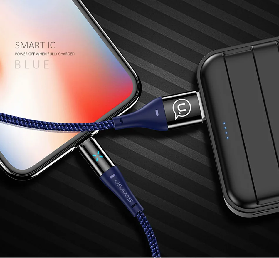 Мобильный телефон USB кабель для iPhone 6 6S кабель, USAMS 2A кабель для быстрой зарядки светодиодный светильник кабель синхронизации данных для iPhone X 8 7 6 5 5S SE 5c